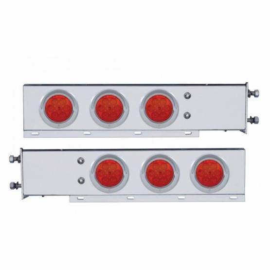 UNITED PACIFIC - UNITED PACIFIC - 61726 - BARRA DE RESORTE SS CON PATRÓN DE PERNOS DE 3-3/4" CON 6X 4" 7 LUCES Y VISORES LED - LED ROJO Y LENTES (PAR)