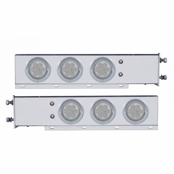 UNITED PACIFIC - UNITED PACIFIC - 61731 - BARRA DE RESORTE SS CON PATRÓN DE PERNOS DE 2-1/2" CON 6X 4" 7 LUCES Y VISORES LED - LED ROJO/LEENTE TRANSPARENTE (PAR)