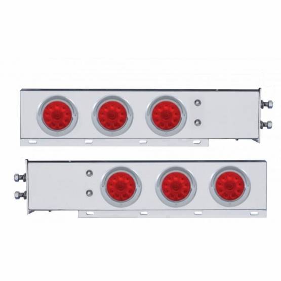 UNITED PACIFIC - UNITED PACIFIC - 61732 - BARRA DE RESORTE SS CON PATRÓN DE PERNOS DE 2" CON 6X 4" 10 LUCES Y VISORES LED - LED ROJO Y LENTES (PAR)