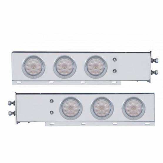 UNITED PACIFIC - UNITED PACIFIC - 61733 - BARRA DE RESORTE SS CON PATRÓN DE PERNOS DE 2" CON 6X 4" 10 LUCES Y VISORES LED - LED ROJO/LEENTE TRANSPARENTE (PAR)