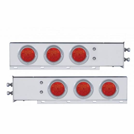 UNITED PACIFIC - UNITED PACIFIC - 61734 - BARRA DE LUCES CON RESORTE DE ACERO INOXIDABLE CON PATRÓN DE PERNOS DE 2" CON 6X 4" 7 LUCES Y VISORES LED - LED ROJO/LENTE ROJA (PAR)