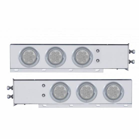 UNITED PACIFIC - UNITED PACIFIC - 61735 - BARRA DE RESORTE SS CON PATRÓN DE PERNO DE 2" CON 6X 4" 7 LUCES Y VISORES LED - LED ROJO/LEENTE TRANSPARENTE (PAR)