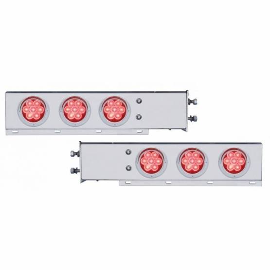 UNITED PACIFIC - UNITED PACIFIC - 61750 - BARRA CON RESORTE CROMADA CON PATRÓN DE PERNOS DE 2-1/2" CON 6X 4" 7 LUCES Y VISORES LED - LED ROJO Y LENTES (PAR)