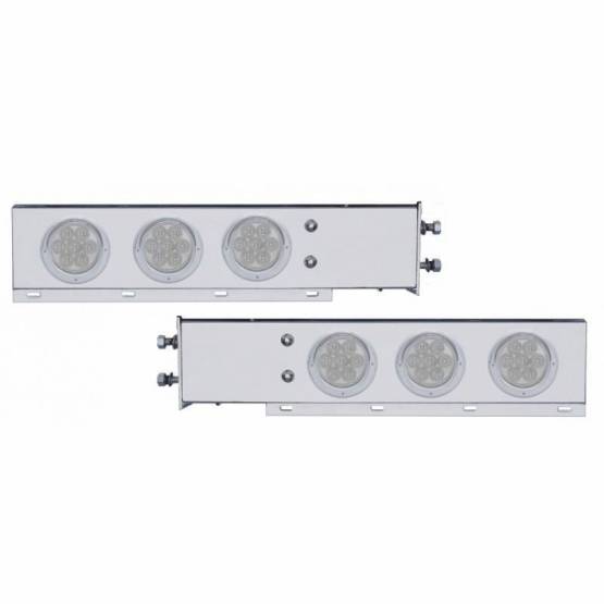 UNITED PACIFIC - UNITED PACIFIC - 61751 - BARRA CON RESORTE CROMADA CON PATRÓN DE PERNOS DE 2-1/2" CON 6X 4" 7 LUCES Y VISORES LED - LED ROJO/LEENTE TRANSPARENTE (PAR)