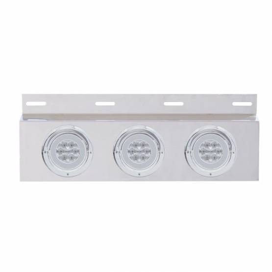 UNITED PACIFIC - UNITED PACIFIC - 61761 - PLACA DE GUARDABARROS SUPERIOR DE INOXIDABLE CON 3X 21 LED GLOLIGHT DE 4" Y VISORES - LED ROJO/LENTE TRANSPARENTE (CADA UNO)
