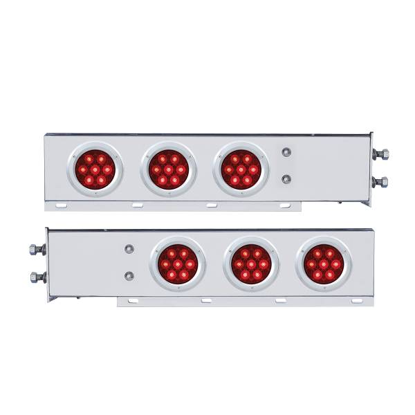 UNITED PACIFIC - UNITED PACIFIC - 61762 - BARRA TRASERA CON RESORTE CON PATRÓN DE PERNOS DE 2-1/2" CON 6X COMPETITION SERIES 7 LED ROJOS LUZ DE 4" - LENTE ROJA (PAR)