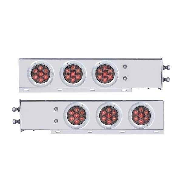 UNITED PACIFIC - UNITED PACIFIC - 61763 - BARRA TRASERA CON RESORTE CON PATRÓN DE PERNOS DE 2-1/2" CON 6X COMPETITION SERIES 7 LED ROJOS LUZ DE 4" - LENTE TRANSPARENTE (PAR)