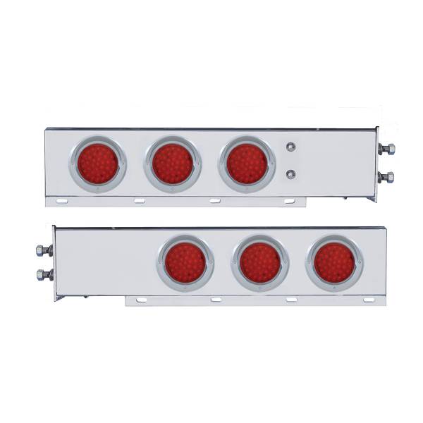 UNITED PACIFIC - UNITED PACIFIC - 61804 - BARRA DE RESORTE SS CON PATRÓN DE PERNOS DE 2" CON LUCES Y VISORES DE 6X 36 LED DE 4" - LED ROJO Y LENTES (PAR)