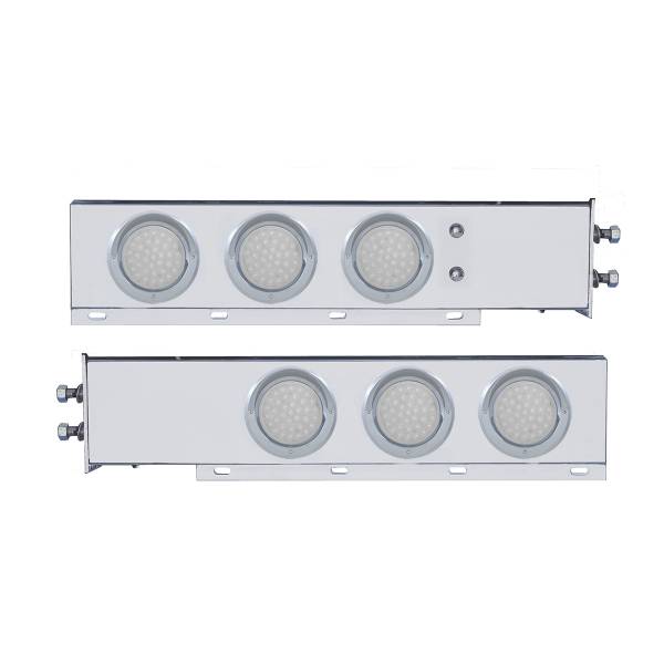 UNITED PACIFIC - UNITED PACIFIC - 61805 - BARRA DE RESORTE SS CON PATRÓN DE PERNOS DE 2" CON LUCES Y VISORES DE 6X 36 LED DE 4" -LED ROJO/LENTE TRANSPARENTE (PAR)