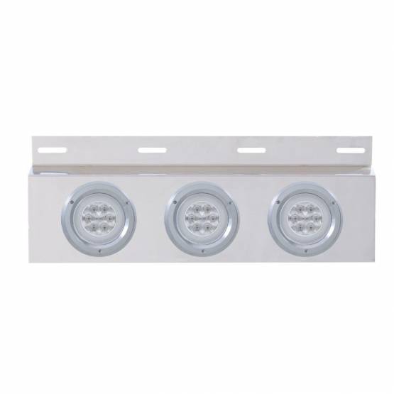 UNITED PACIFIC - UNITED PACIFIC - 61861 - PLACA DE GUARDABARROS SUPERIOR DE INOXIDABLE CON 3X 21 LED GLOLIGHT DE 4" Y BISELES - LED ROJO/LENTE TRANSPARENTE (CADA UNO)