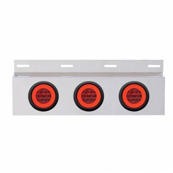 UNITED PACIFIC - UNITED PACIFIC - 61960 - PLACA DE GUARDABARROS SUPERIOR DE INOXIDABLE CON 3X 21 LED DE LUCES GLO DE 4" Y OJALES - LED ROJO/LENTE ROJA (CADA UNO)