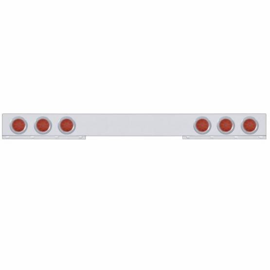 UNITED PACIFIC - UNITED PACIFIC - 62411 - BARRA DE LUCES TRASERA CROMADA DE 1 PIEZA CON SEIS LUCES REFLECTORAS Y BISELES DE 12 LED DE 4" - LED ROJO/LEENTE ROJA
