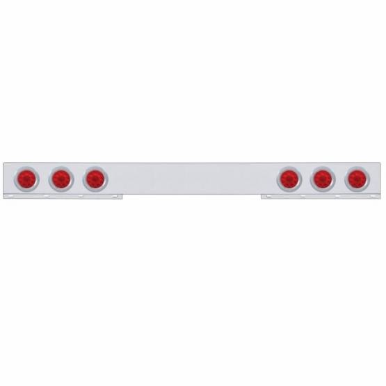 UNITED PACIFIC - UNITED PACIFIC - 62413 - BARRA DE LUCES TRASERA CROMADA DE 1 PIEZA CON SEIS LUCES Y BISELES DE 10 LED DE 4" - LED ROJO/LENTE ROJA