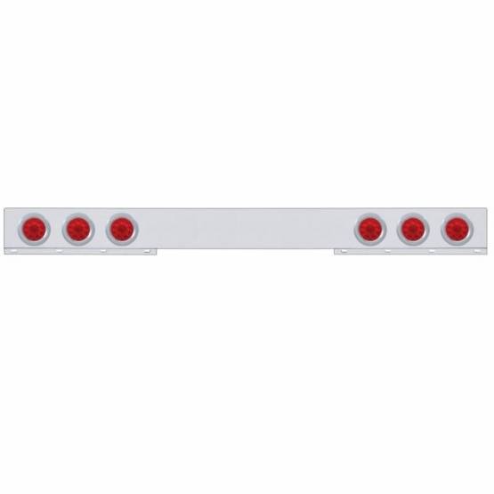 UNITED PACIFIC - UNITED PACIFIC - 62421 - BARRA DE LUCES TRASERAS DE INOXIDABLE DE 1 PIEZA CON LUCES Y BISELES DE 6X 10 LED DE 4" - LED ROJO/LENTE ROJA