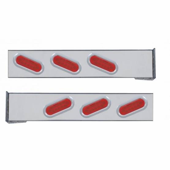 UNITED PACIFIC - UNITED PACIFIC - 62481 - BARRA DE LUCES TRASERAS DE MONTAJE DE BRIDA CROMADA CON SEIS LUCES OVALADAS DE 12 LED Y BISELES - LED ROJO/LEENTE ROJA (PAR)