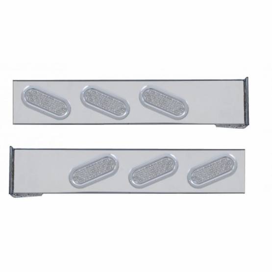 UNITED PACIFIC - UNITED PACIFIC - 62664 - BARRA DE LUZ TRASERA DE MONTAJE DE BRIDA CROMADA CON SEIS LUCES OVALADAS DE 19 LED Y BISELES - LED ROJO/LENTE TRANSPARENTE