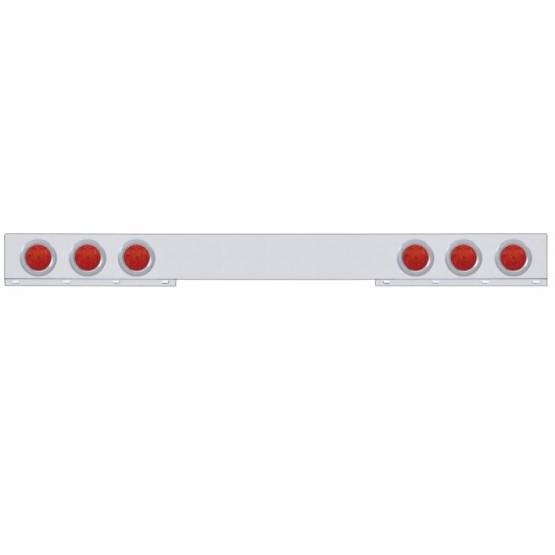 UNITED PACIFIC - UNITED PACIFIC - 62778 - BARRA DE LUZ TRASERA INOXIDABLE DE 1 PIEZA CON LUCES REFLECTORAS Y BISELES DE 6X 7 LED DE 4" - LED ROJO/LEENTE ROJA