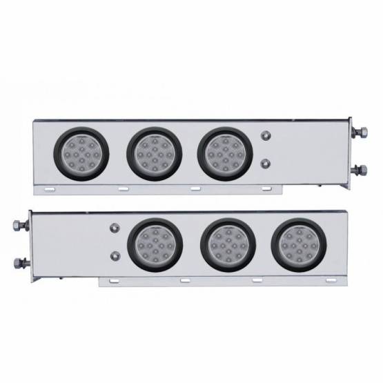 UNITED PACIFIC - UNITED PACIFIC - 63552 - BARRA CON RESORTE SS DE LUJO CON PATRÓN DE PERNOS DE 3-3/4" CON LUZ DE 4" DE 6X 12 LED - LED ROJO/LEENTE TRANSPARENTE (PAR)