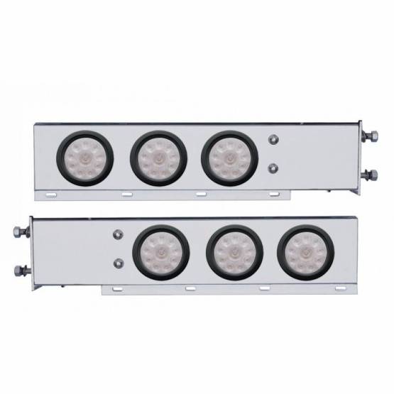 UNITED PACIFIC - UNITED PACIFIC - 63554 - BARRA CON RESORTE SS DE LUJO CON PATRÓN DE PERNO DE 3-3/4" CON 6X 10 LUCES LED DE 4" -LED ROJO/LEENTE TRANSPARENTE (PAR)