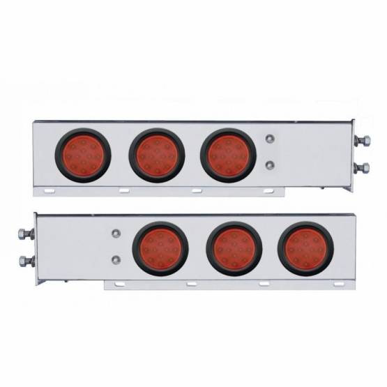 UNITED PACIFIC - UNITED PACIFIC - 63643 - BARRA CON RESORTE CROMADA CON PATRÓN DE PERNOS DE 2-1/2" CON LUCES REFLECTORAS DE 4" DE 12 LED - LED ROJO Y LENTE (PAR)