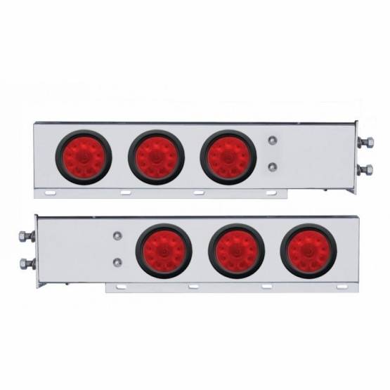 UNITED PACIFIC - UNITED PACIFIC - 63645 - BARRA CON RESORTE CROMADA CON PATRÓN DE PERNO DE 2-1/2" CON 6X 4" 10 LUCES LED - LED ROJO Y LENTE (PAR)