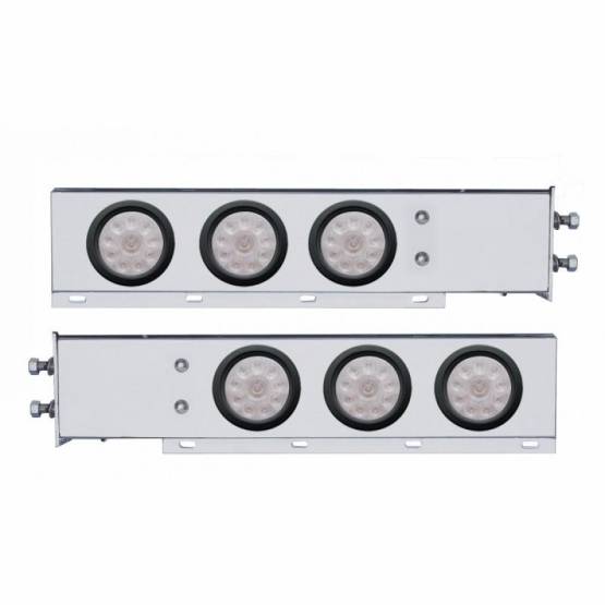 UNITED PACIFIC - UNITED PACIFIC - 63646 - BARRA CON RESORTE CROMADA CON PATRÓN DE PERNOS DE 2-1/2" CON 6X 4" 10 LUCES LED - LED ROJO/LENTE TRANSPARENTE (PAR)