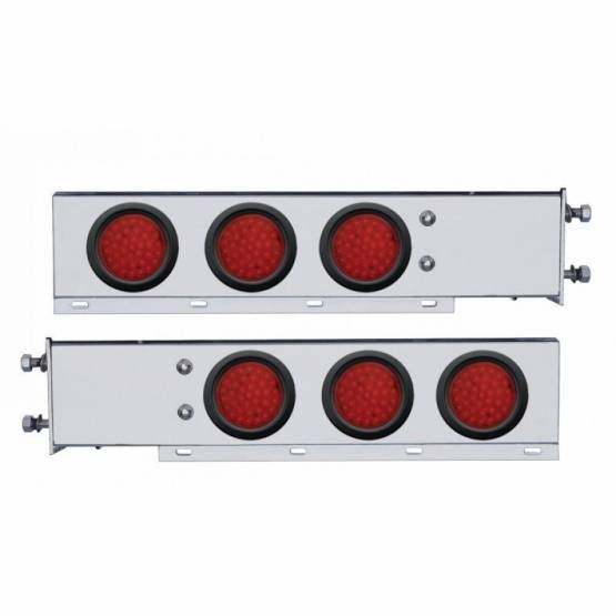 UNITED PACIFIC - UNITED PACIFIC - 63677 - BARRA CON RESORTE SS DE LUJO CON PATRÓN DE PERNOS DE 3-3/4" CON LUZ DE 4" DE 6X 36 LED - LED ROJO Y LENTE (PAR)