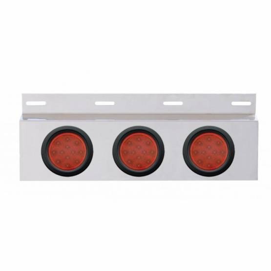 UNITED PACIFIC - UNITED PACIFIC - 63704 - PLACA DE GUARDABARROS SUPERIOR DE INOXIDABLE CON 3X 12 LUCES LED DE 4" Y OJALES - LED ROJO/LENTE ROJA (CADA UNO)
