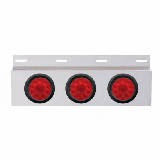 UNITED PACIFIC - UNITED PACIFIC - 63706 - PLACA DE GUARDABARROS SUPERIOR DE INOXIDABLE CON 3X 10 LUCES LED DE 4" Y OJALES - LED ROJO/LENTE ROJA (CADA UNO)