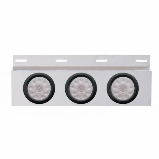 UNITED PACIFIC - UNITED PACIFIC - 63707 - PLACA DE GUARDABARROS SUPERIOR DE INOXIDABLE CON 3X 10 LUCES LED DE 4" Y OJALES - LED ROJO/LENTE TRANSPARENTE (CADA UNO)