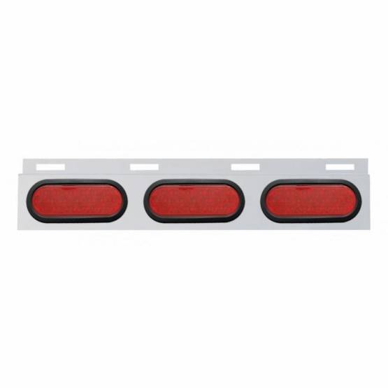 UNITED PACIFIC - UNITED PACIFIC - 63710 - PLACA DE GUARDABARROS SUPERIOR DE INOXIDABLE CON 3 LUCES Y OJALES OVALADOS DE 19 LED DE 6" - LED ROJO/LENTE ROJA (CADA UNO)