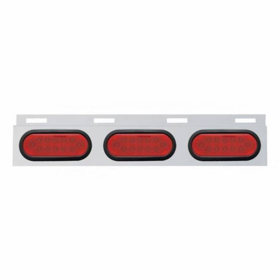 UNITED PACIFIC - UNITED PACIFIC - 63712 - PLACA DE GUARDABARROS SUPERIOR DE INOXIDABLE CON TRES 12 LUCES LED Y OJAL - LED ROJO/LENTE ROJA (CADA UNO)