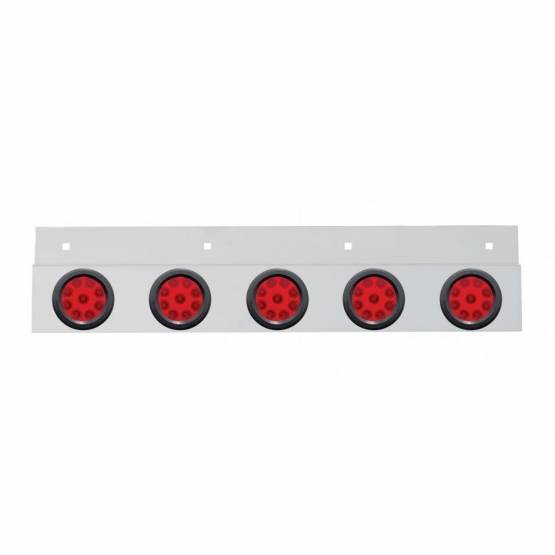 UNITED PACIFIC - UNITED PACIFIC - 63718 - PLACA DE GUARDABARROS SUPERIOR DE INOXIDABLE CON 5 LUCES REFLECTORAS DE 9 LED DE 2" Y OJALES - LED ROJO/LENTE ROJA (CADA UNO)