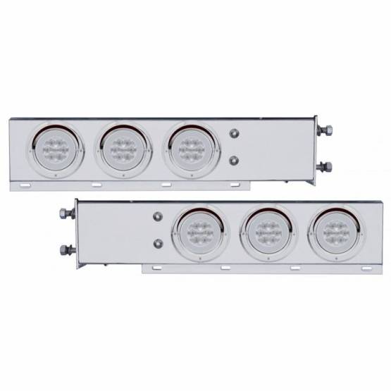 UNITED PACIFIC - UNITED PACIFIC - 63761 - BARRA DE RESORTE DE ACERO INOXIDABLE CON PATRÓN DE PERNOS DE 3-3/4" CON 6X 21 LED GLOLIGHT Y VISORES DE 4" -LED ROJO/LEENTE TRANSPARENTE (PAR)