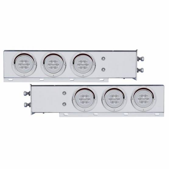 UNITED PACIFIC - UNITED PACIFIC - 63765 - BARRA DE RESORTE SS CON PATRÓN DE PERNOS DE 2-1/2" CON 6X 21 LED GLOLIGHT Y VISORES DE 4" -LED ROJO/LEENTE TRANSPARENTE (PAR)