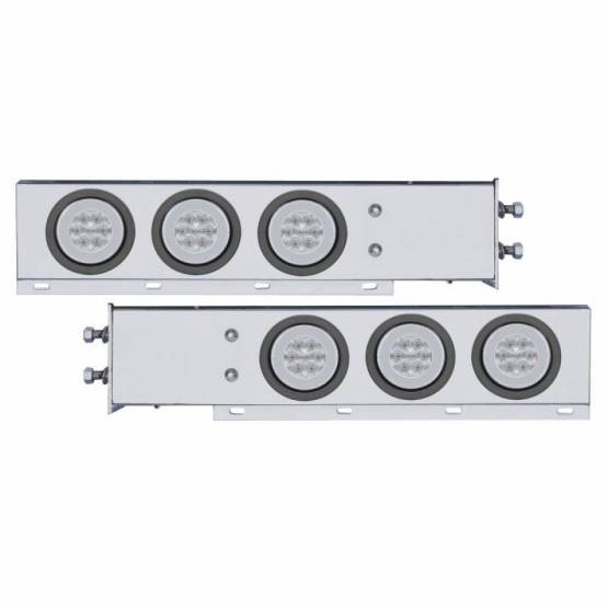 UNITED PACIFIC - UNITED PACIFIC - 63767 - BARRA DE RESORTE SS CON PATRÓN DE PERNO DE 2-1/2" CON 6X 21 LED GLOLIGHT DE 4" - LED ROJO/LEENTE TRANSPARENTE (PAR)