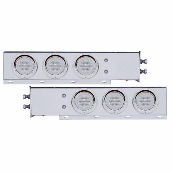 UNITED PACIFIC - UNITED PACIFIC - 63769 - BARRA DE RESORTE SS CON PATRÓN DE PERNOS DE 2" CON 6X 21 LED GLOLIGHT Y VISORES DE 4" - LED ROJO/LEENTE TRANSPARENTE (PAR)