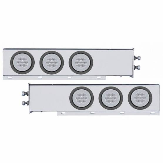 UNITED PACIFIC - UNITED PACIFIC - 63771 - BARRA DE RESORTE SS CON PATRÓN DE PERNO DE 2" CON 6X 21 LED GLOLIGHT DE 4" -LED ROJO/LEENTE TRANSPARENTE (PAR)