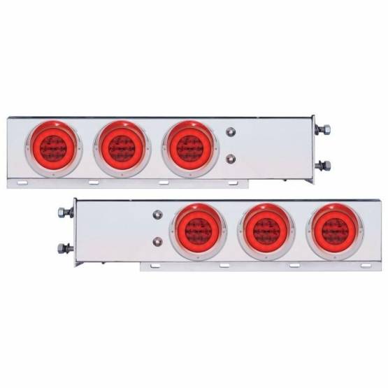 UNITED PACIFIC - UNITED PACIFIC - 63772 - BARRA TRASERA CON RESORTE CR CON PATRÓN DE PERNOS DE 3-3/4" CON LUZ GLOLIGHT Y VISORES DE 4" LED ROJOS 6X 21 - LENTE ROJA (PAR)