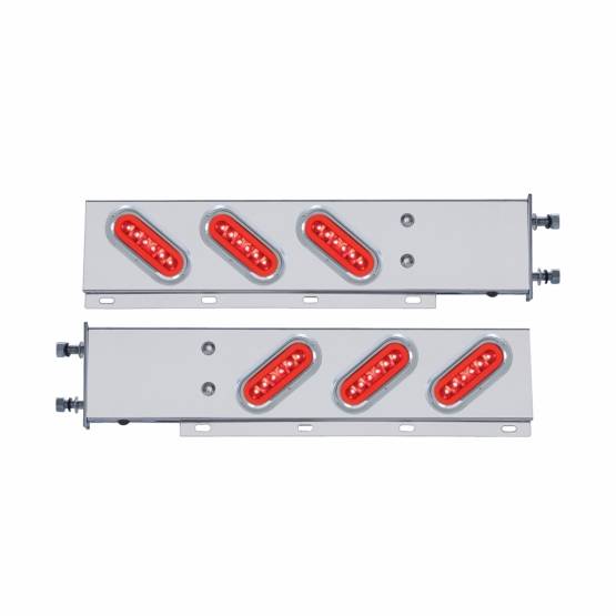 UNITED PACIFIC - UNITED PACIFIC - 63784 - BARRA CON RESORTE DE ACERO INOXIDABLE CON PATRÓN DE PERNOS DE 3-3/4" CON 6X 22 LED ROJOS GLOLIGHT Y VISERA OVALADOS DE 6" - LENTE ROJA (PAR)
