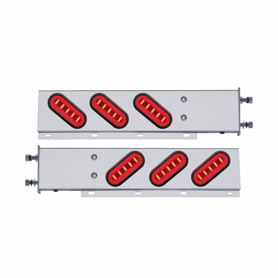 UNITED PACIFIC - UNITED PACIFIC - 63787 - BARRA DE RESORTE SS CON PATRÓN DE PERNOS DE 3-3/4" CON 6X 22 LED ROJOS GLOLIGHT Y OJAL OVALADOS DE 6" - LENTE TRANSPARENTE (PAR)