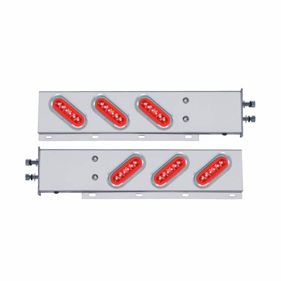 UNITED PACIFIC - UNITED PACIFIC - 63788 - BARRA DE RESORTE DE ACERO INOXIDABLE CON PATRÓN DE PERNOS DE 2-1/2" CON 6X 22 LED ROJOS GLOLIGHT Y VISERA OVALADOS DE 6" - LENTE ROJA (PAR)