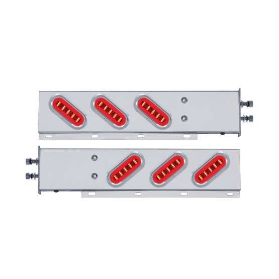 UNITED PACIFIC - UNITED PACIFIC - 63789 - BARRA DE RESORTE SS CON PATRÓN DE PERNOS DE 2-1/2" CON 6X 22 LED ROJOS GLOLIGHT Y VISERA OVALADOS DE 6" - LENTE TRANSPARENTE (PAR)