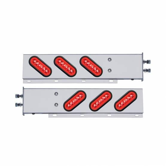 UNITED PACIFIC - UNITED PACIFIC - 63790 - BARRA DE RESORTE DE ACERO INOXIDABLE CON PATRÓN DE PERNOS DE 2-1/2" CON 6X 22 LED ROJOS GLOLIGHT Y OJAL OVALADOS DE 6" - LENTE ROJA (PAR)