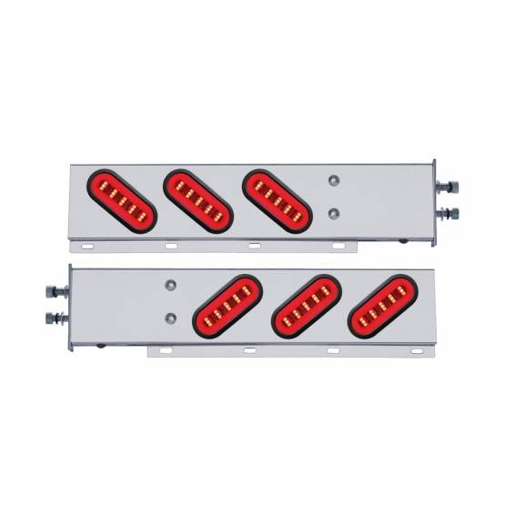 UNITED PACIFIC - UNITED PACIFIC - 63791 - BARRA DE RESORTE SS CON PATRÓN DE PERNO DE 2-1/2" CON 6X 22 LED ROJOS GLOLIGHT Y OJAL OVALADOS DE 6" - LENTE TRANSPARENTE (PAR)