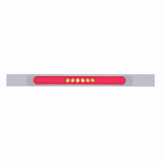 UNITED PACIFIC - UNITED PACIFIC - 63795 - PLACA DE GUARDABARROS SUPERIOR CROMADA CON BISEL Y BARRA GLOLIGHT DE 28 LED DE 17" - LED ROJO/LENTE TRANSPARENTE (CADA UNO)