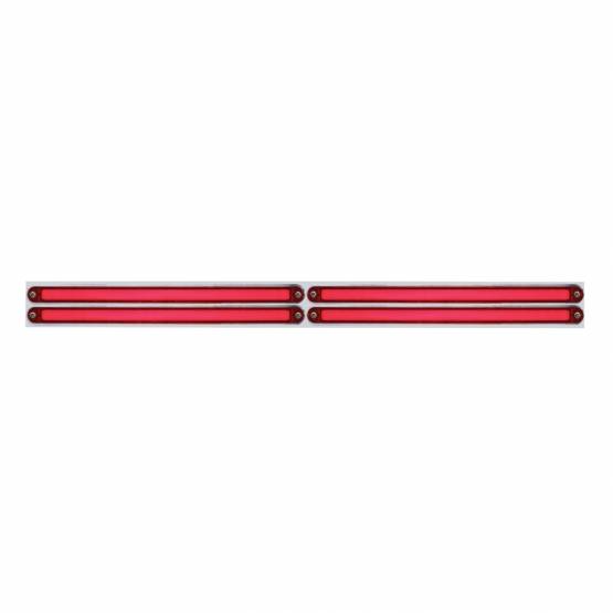 UNITED PACIFIC - UNITED PACIFIC - 63810 - PLACA SUPERIOR CROMADA PARA GUARDABARROS CON CUATRO BARRAS GLOLIGHT DE 24 LED DE 12" - LED ROJO/LENTE ROJA (CADA UNO)