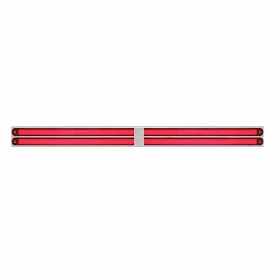 UNITED PACIFIC - UNITED PACIFIC - 63814 - PLACA SUPERIOR CROMADA PARA GUARDABARROS CON CUATRO BARRAS GLOLIGHT DE 24 LED DE 12" - LED ROJO/LENTE ROJA (CADA UNO)