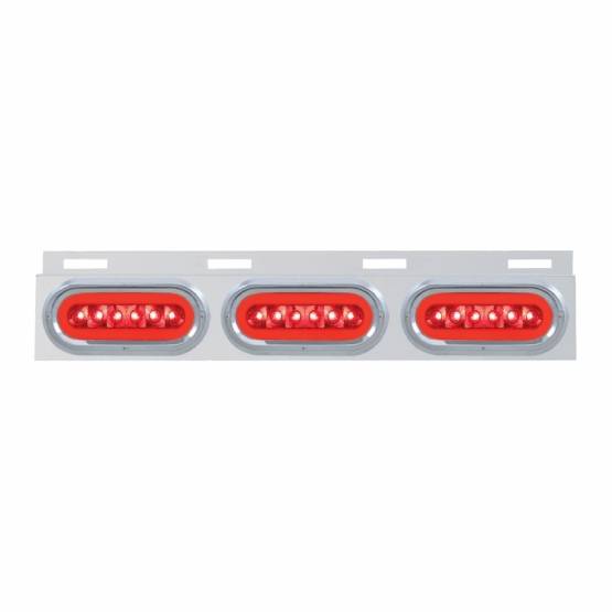 UNITED PACIFIC - UNITED PACIFIC - 63816 - SOPORTE DE GUARDABARROS SUPERIOR DE ACERO INOXIDABLE CON 3X 22 LED 6" GLOLIGHT OVALADO Y VISORES - LED ROJO/LENTE ROJA (CADA UNO)