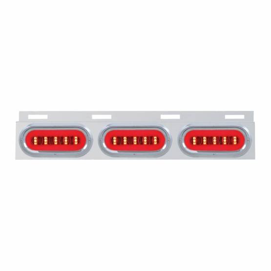 UNITED PACIFIC - UNITED PACIFIC - 63817 - SOPORTE DE GUARDABARROS SUPERIOR DE INOXIDABLE CON 3X 22 LED 6" GLOLIGHT OVALADO Y VISORES - LED ROJO/LENTE TRANSPARENTE (CADA UNO)